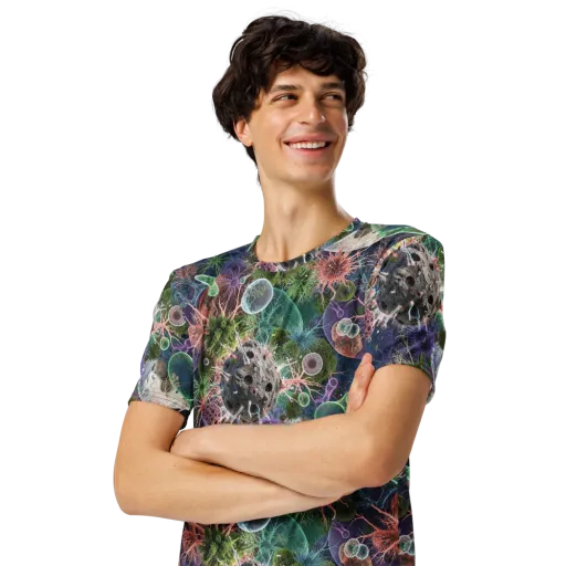 Microbial Garden on a Men's Crew Neck T-Shirt