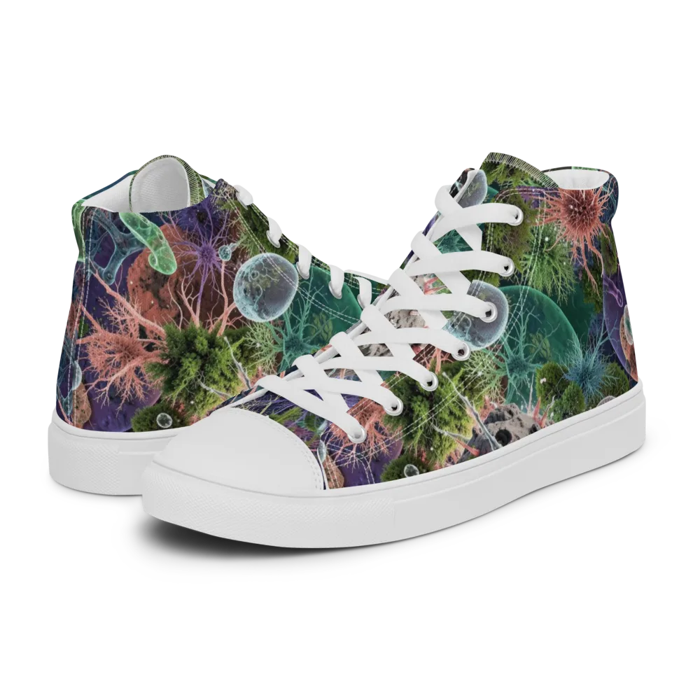 Microbial Garden on Men's High Top Canvas Shoes — Left