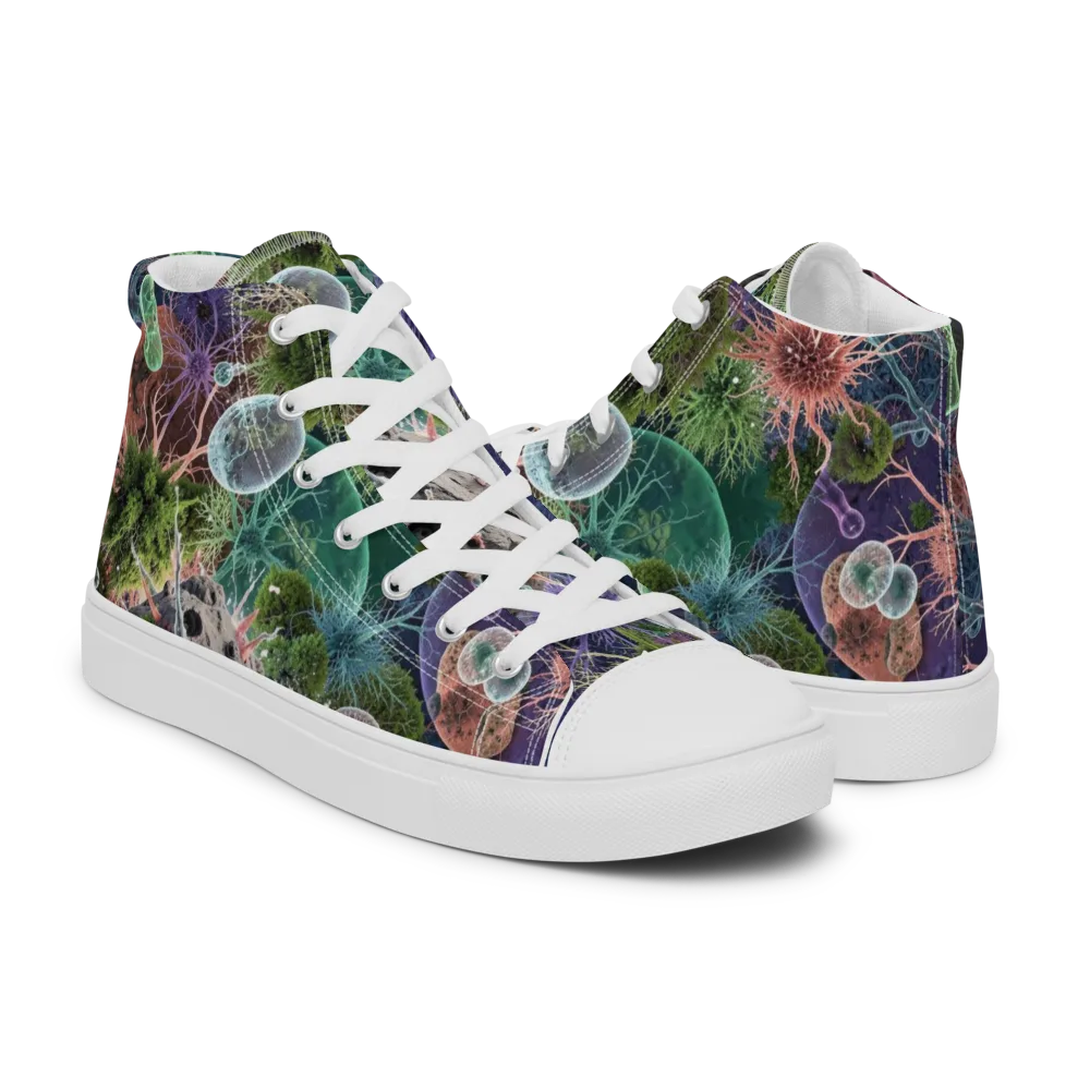 Microbial Garden on Men's High Top Canvas Shoes — Right