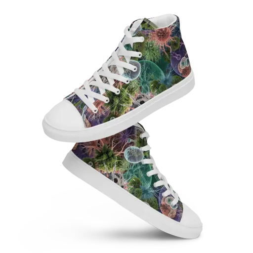 Microbial Garden on a Men's High Top Canvas Shoes