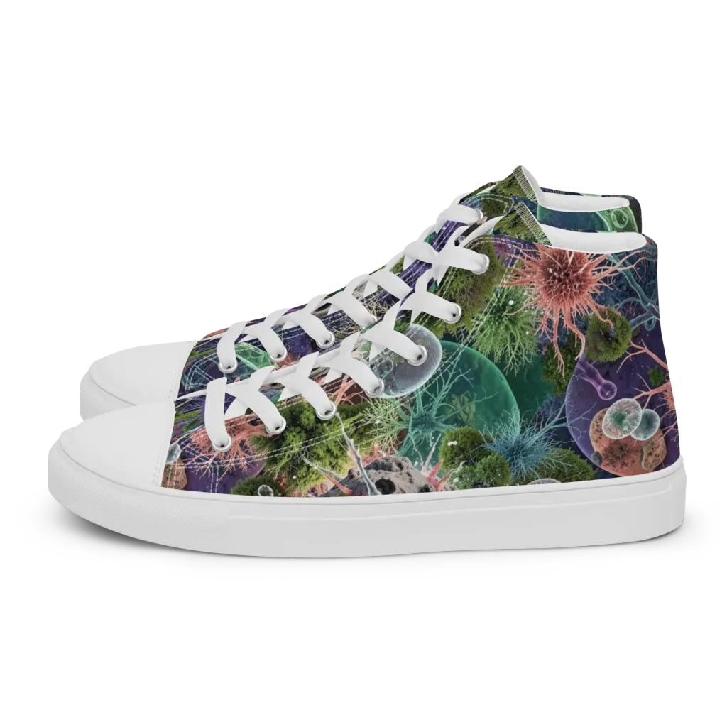 Microbial Garden on Women's High Top Canvas Shoes — Left