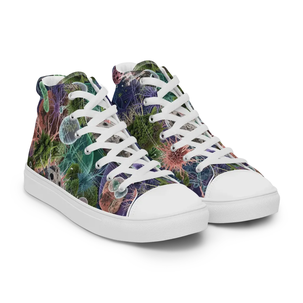 Microbial Garden on Women's High Top Canvas Shoes — Right Front