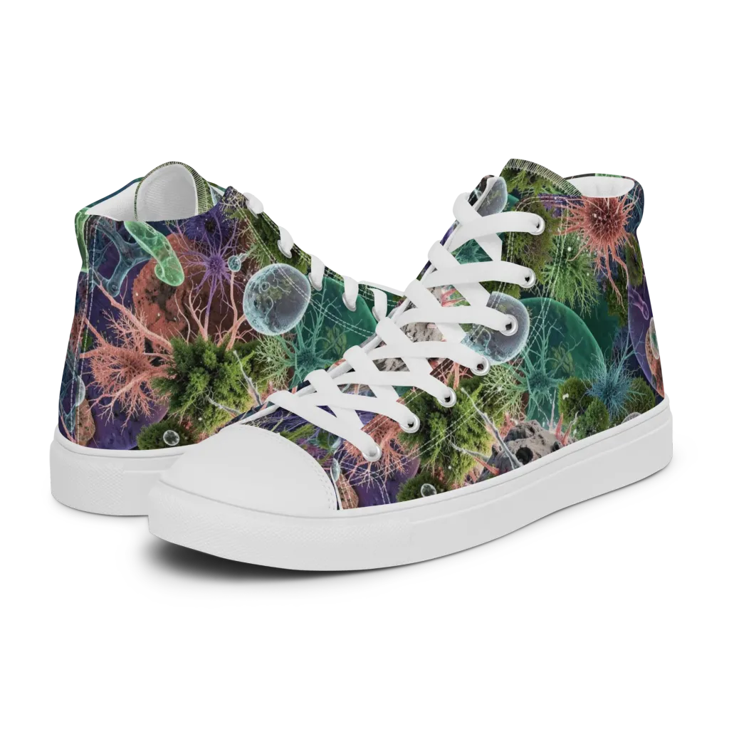 Microbial Garden on Women's High Top Canvas Shoes — Left