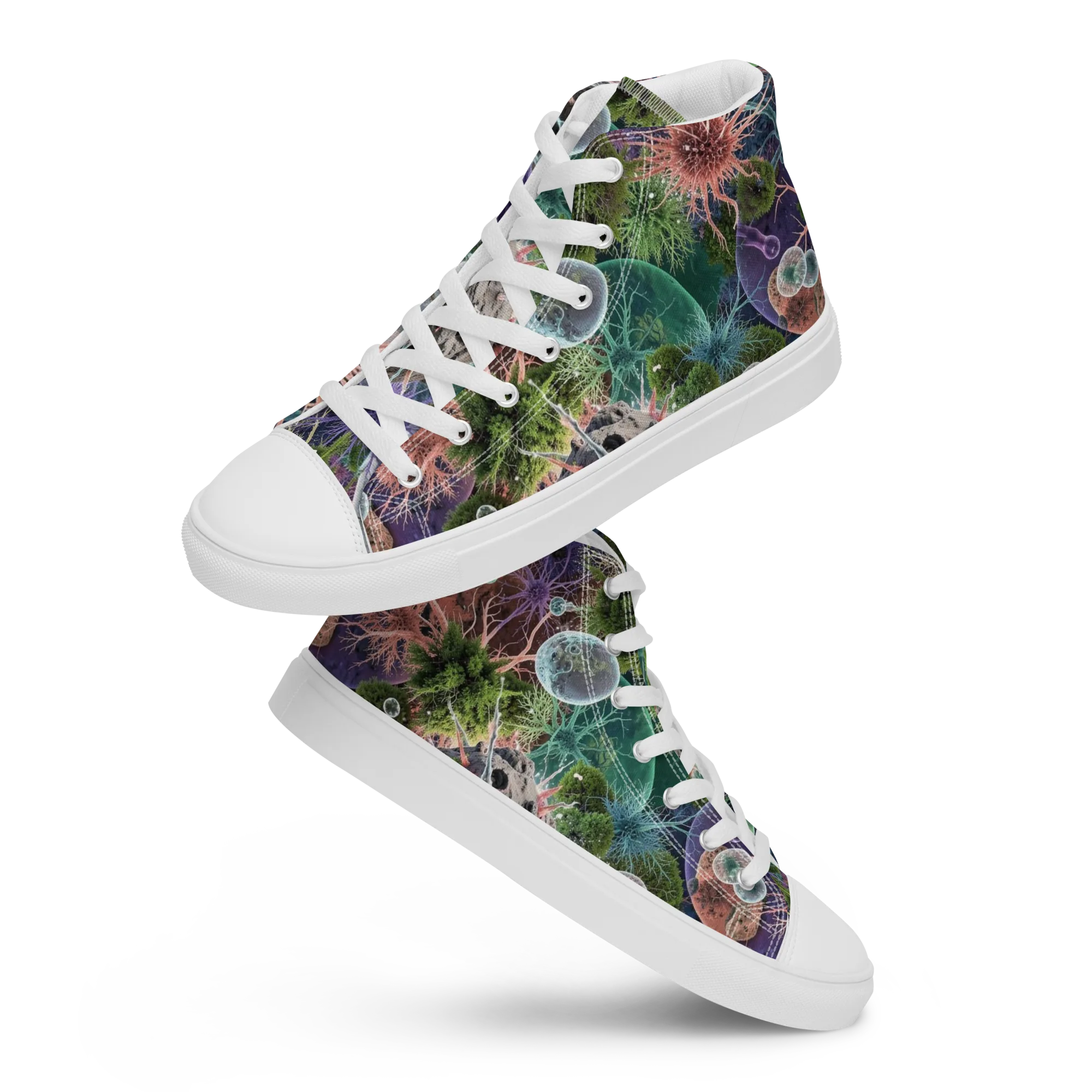 Microbial Garden on Women's High Top Canvas Shoes — Front