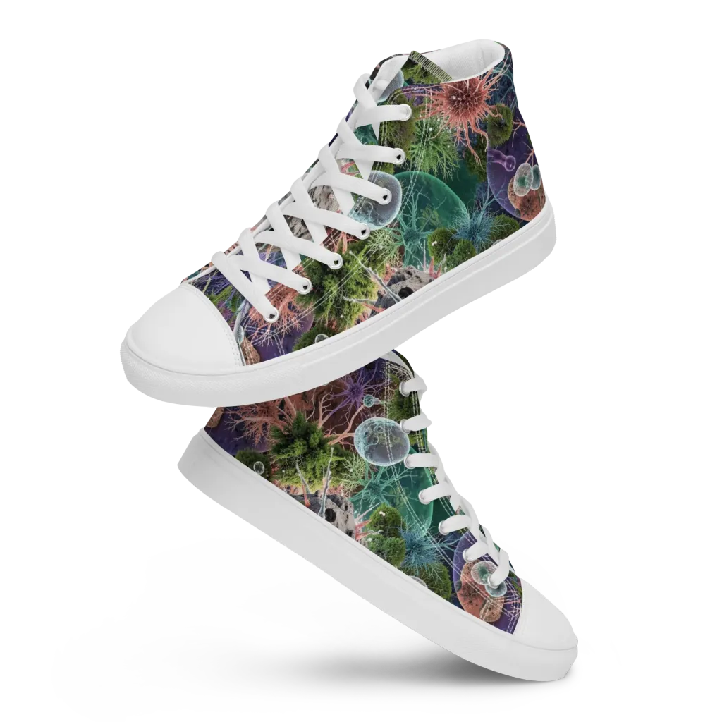 Microbial Garden on Women's High Top Canvas Shoes — Front