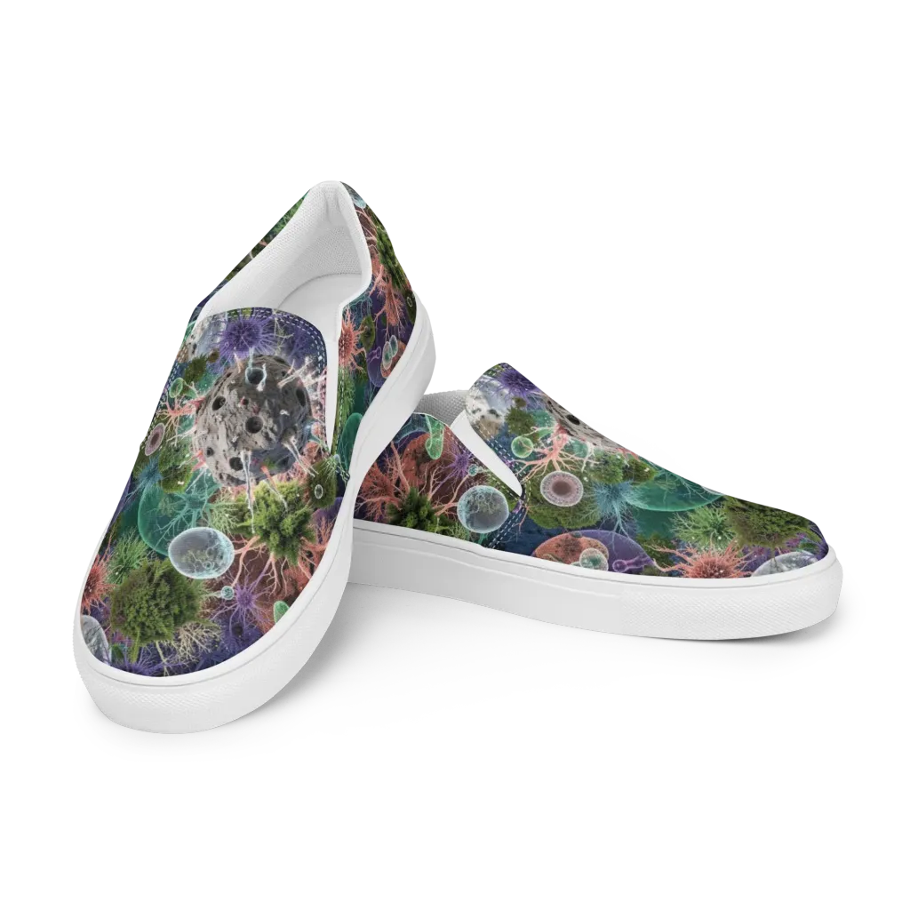 Microbial Garden on Women's Slip-On Canvas Shoes — Left Front