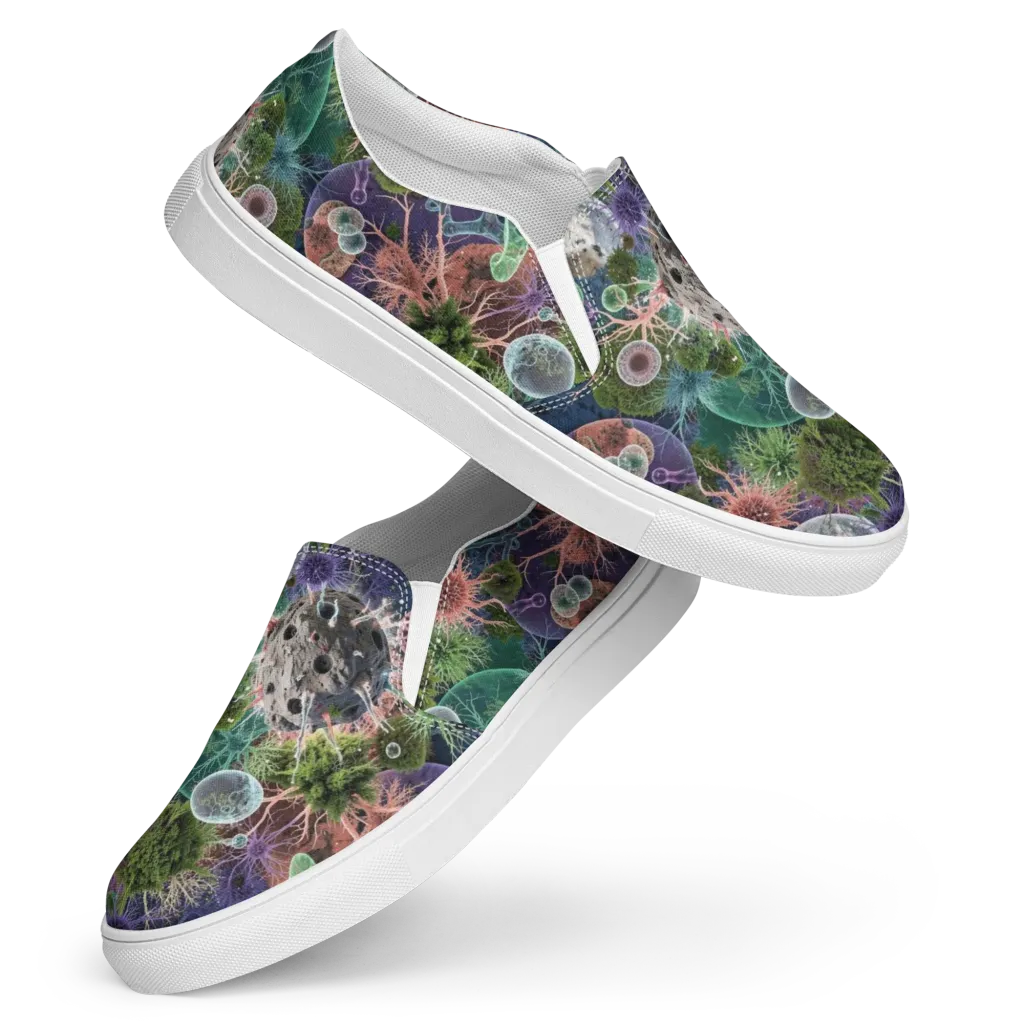 Microbial Garden on Women's Slip-On Canvas Shoes — Front