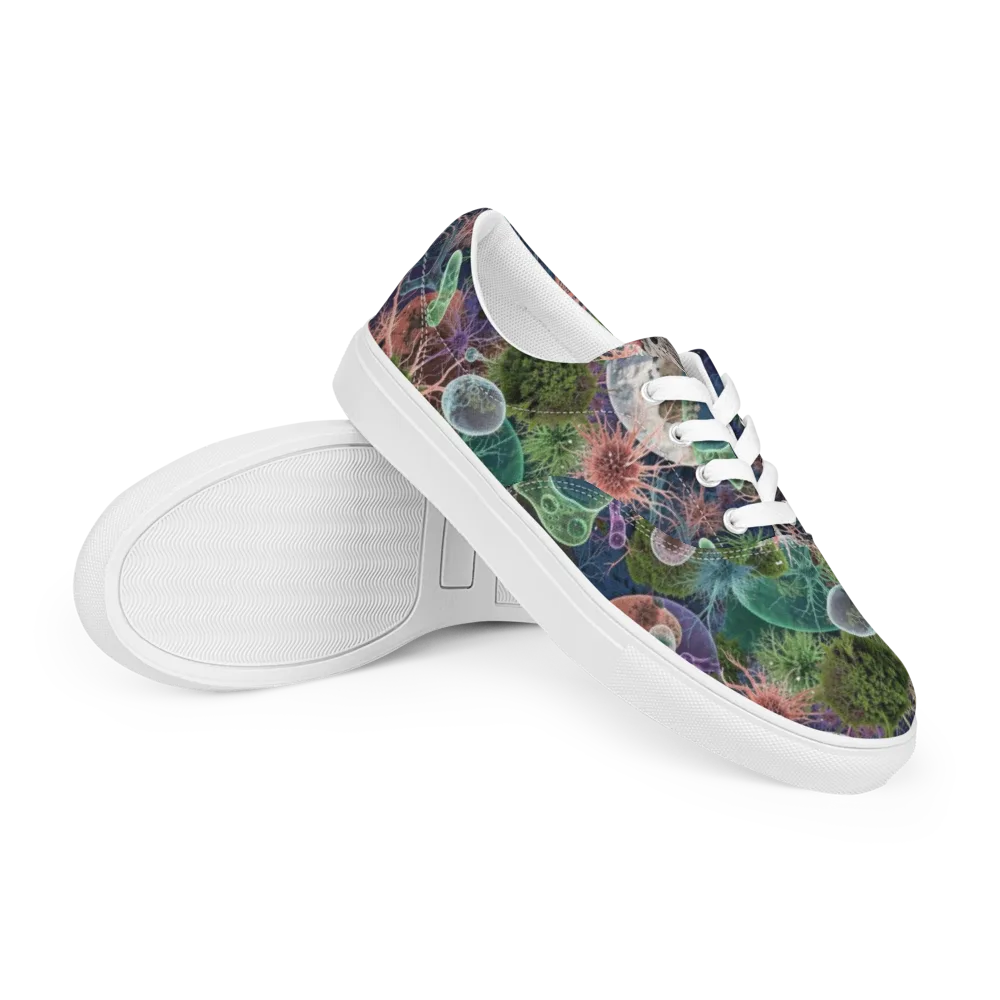 Microbial Garden on Men's Lace-Up Canvas Shoes — Right Front