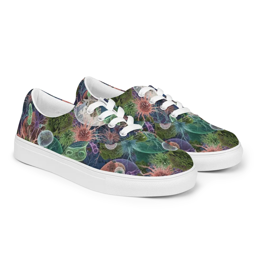 Microbial Garden on Men's Lace-Up Canvas Shoes — Right Front