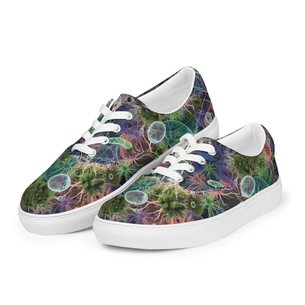 Microbial Garden on Men's Lace-Up Canvas Shoes — Left Front
