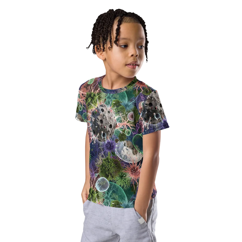 Microbial Garden on Kids Crew Neck T-Shirt — Left Front