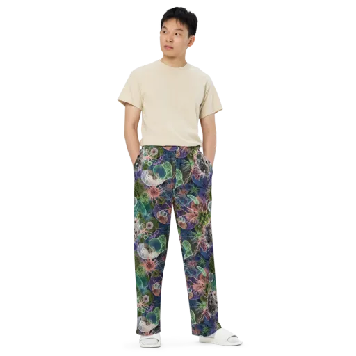 Microbial Garden on a Wide-Leg Pants