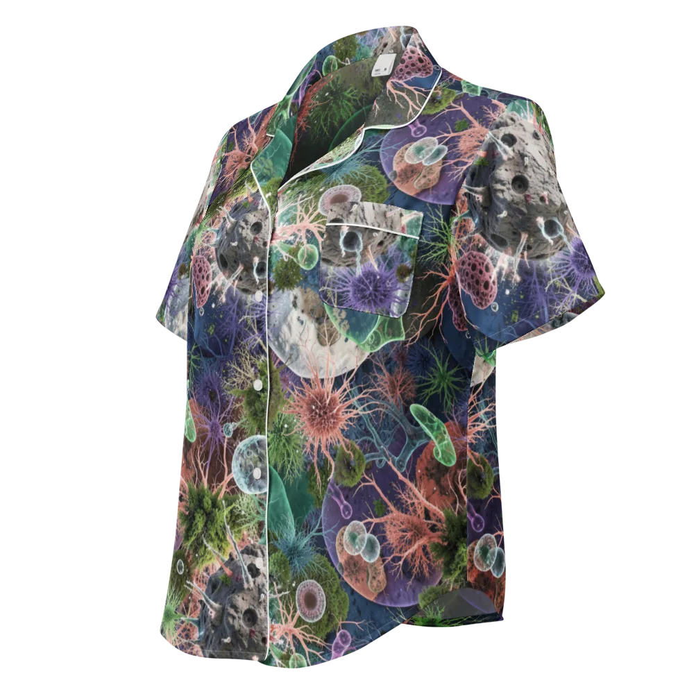 Microbial Garden on Women's Short Sleeve Pajama Top — Left Front