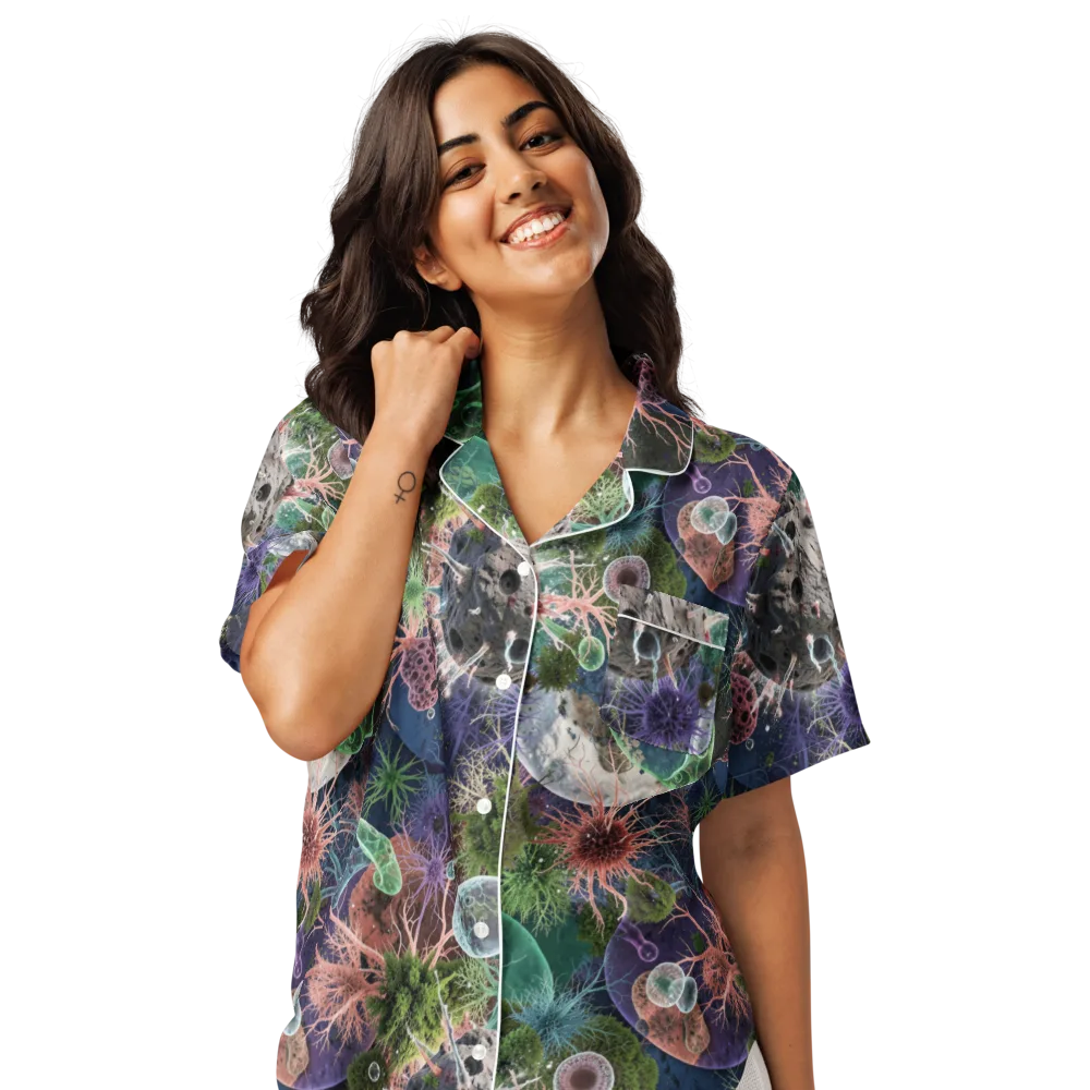 Microbial Garden on Women's Short Sleeve Pajama Top — Front
