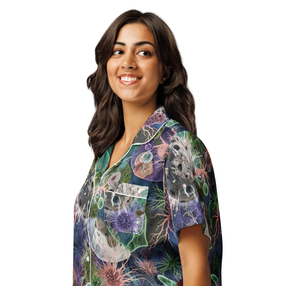 Microbial Garden on Women's Short Sleeve Pajama Top — Left Front