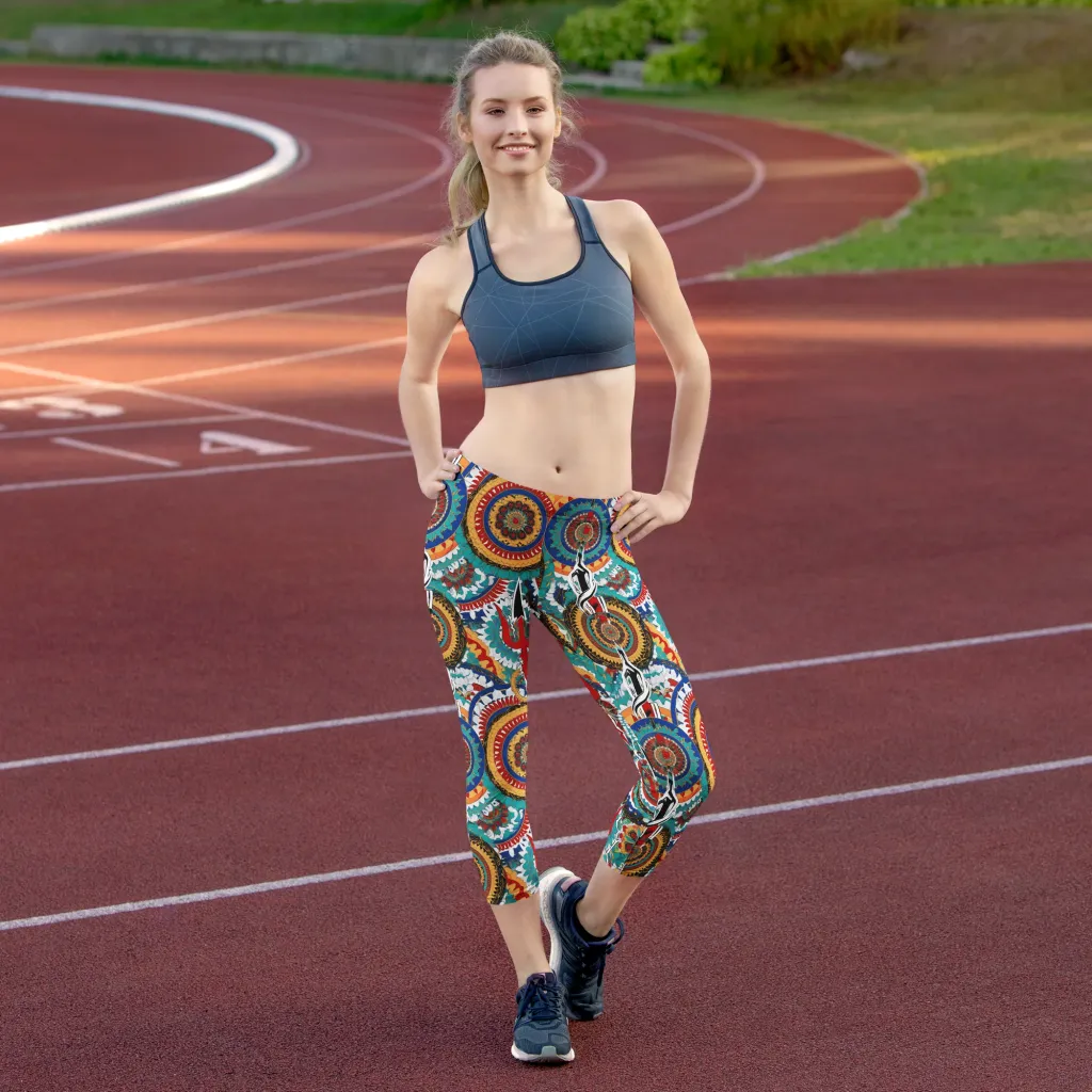 Trident Mandala on Capri Leggings — Front