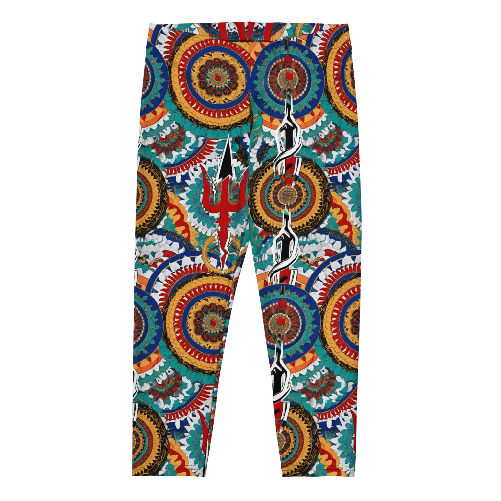 Trident Mandala on Capri Leggings — Front