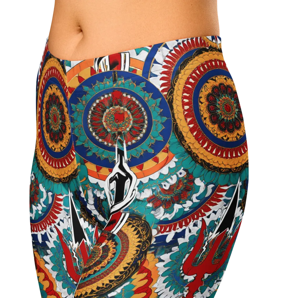 Trident Mandala on Capri Leggings — Zoomed-in
