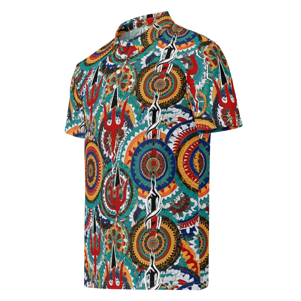 Trident Mandala on Men's Slim Fit Polo Shirt — Left Front