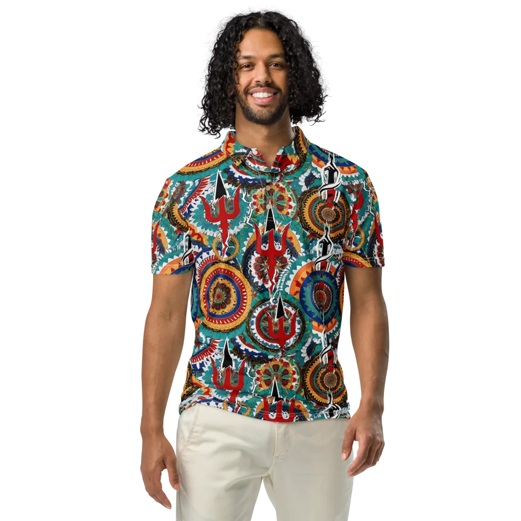 Trident Mandala on Men's Slim Fit Polo Shirt — Front