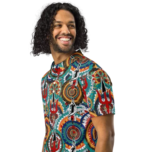 Trident Mandala on a Men's Slim Fit Polo Shirt
