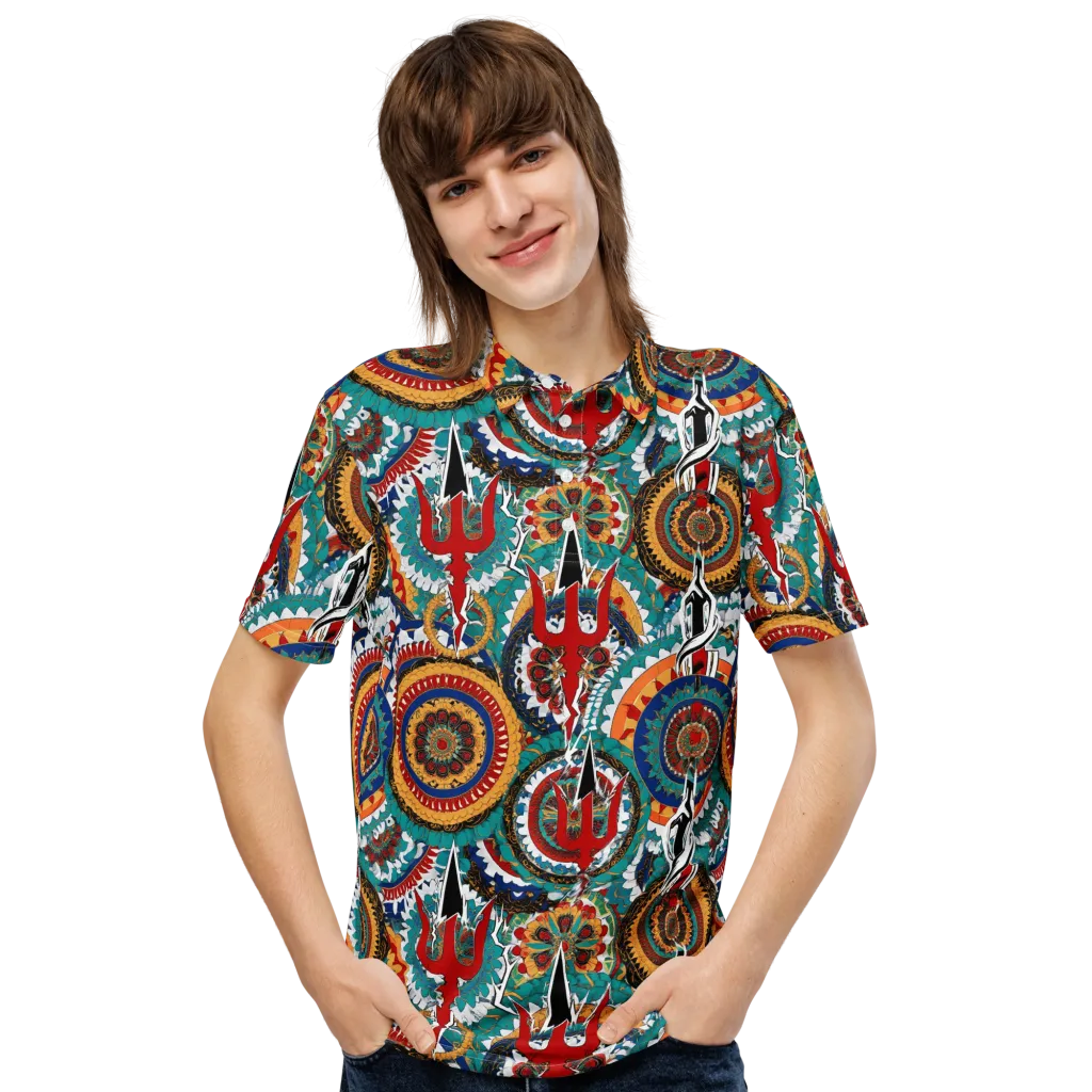 Trident Mandala on Men's Slim Fit Polo Shirt — Front
