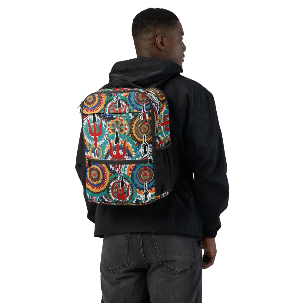 Trident Mandala on Utility Backpack — Back