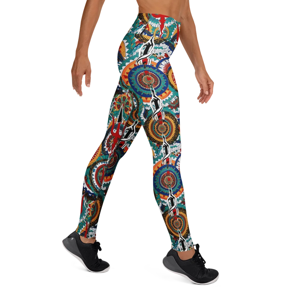 Trident Mandala on Yoga Leggings — Right