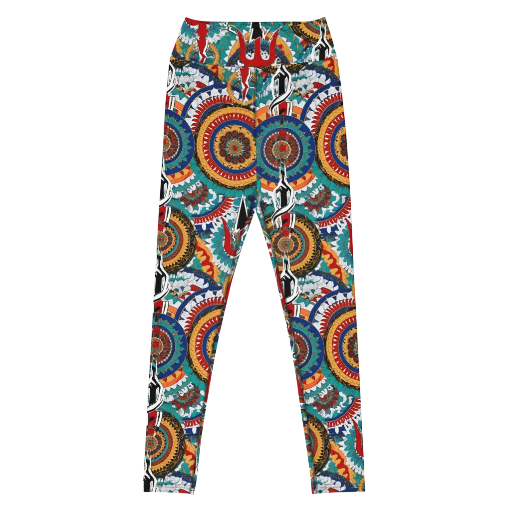 Trident Mandala on Yoga Leggings — Front