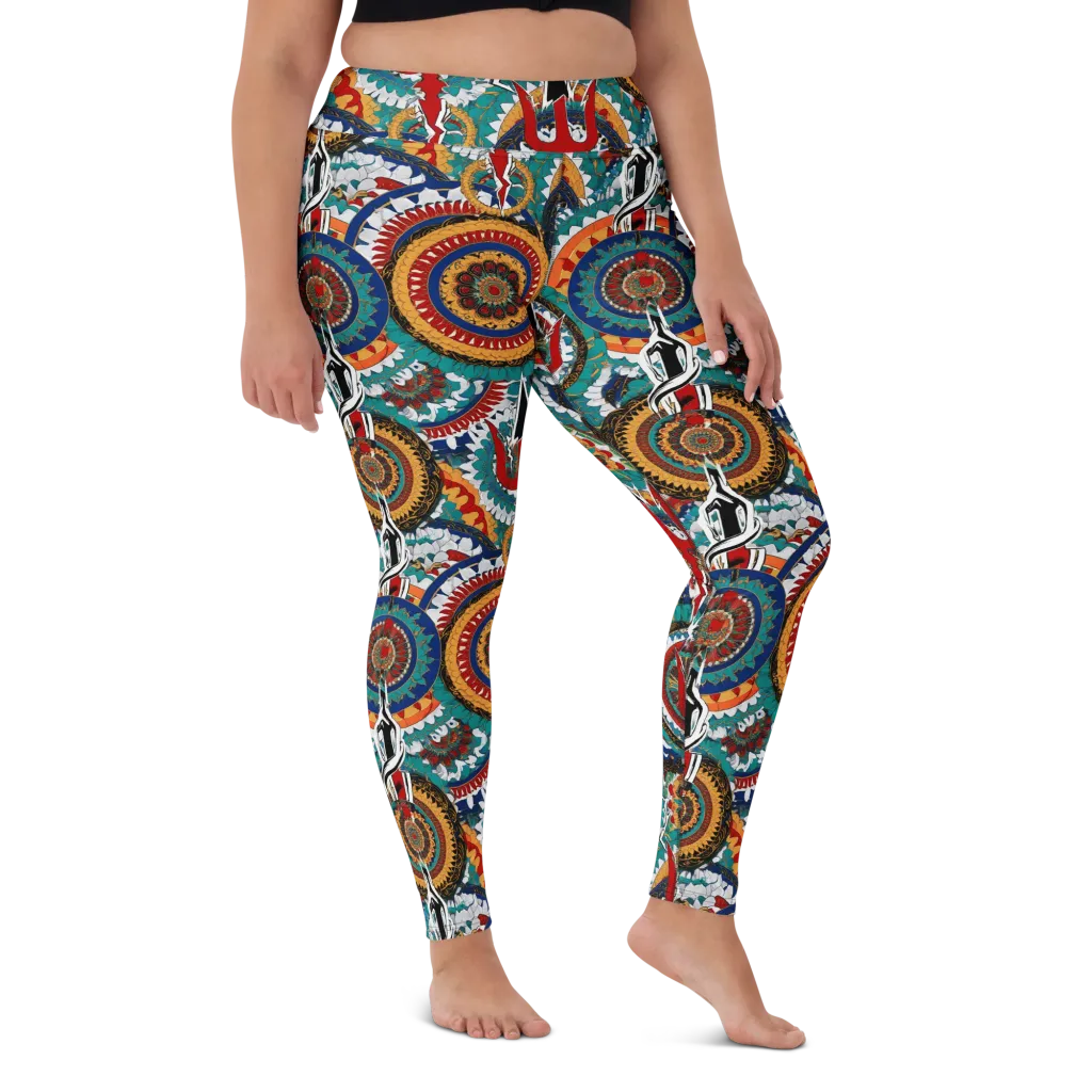 Trident Mandala on Yoga Leggings — Front