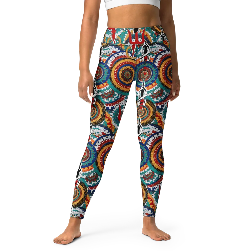 Trident Mandala on Yoga Leggings — Front