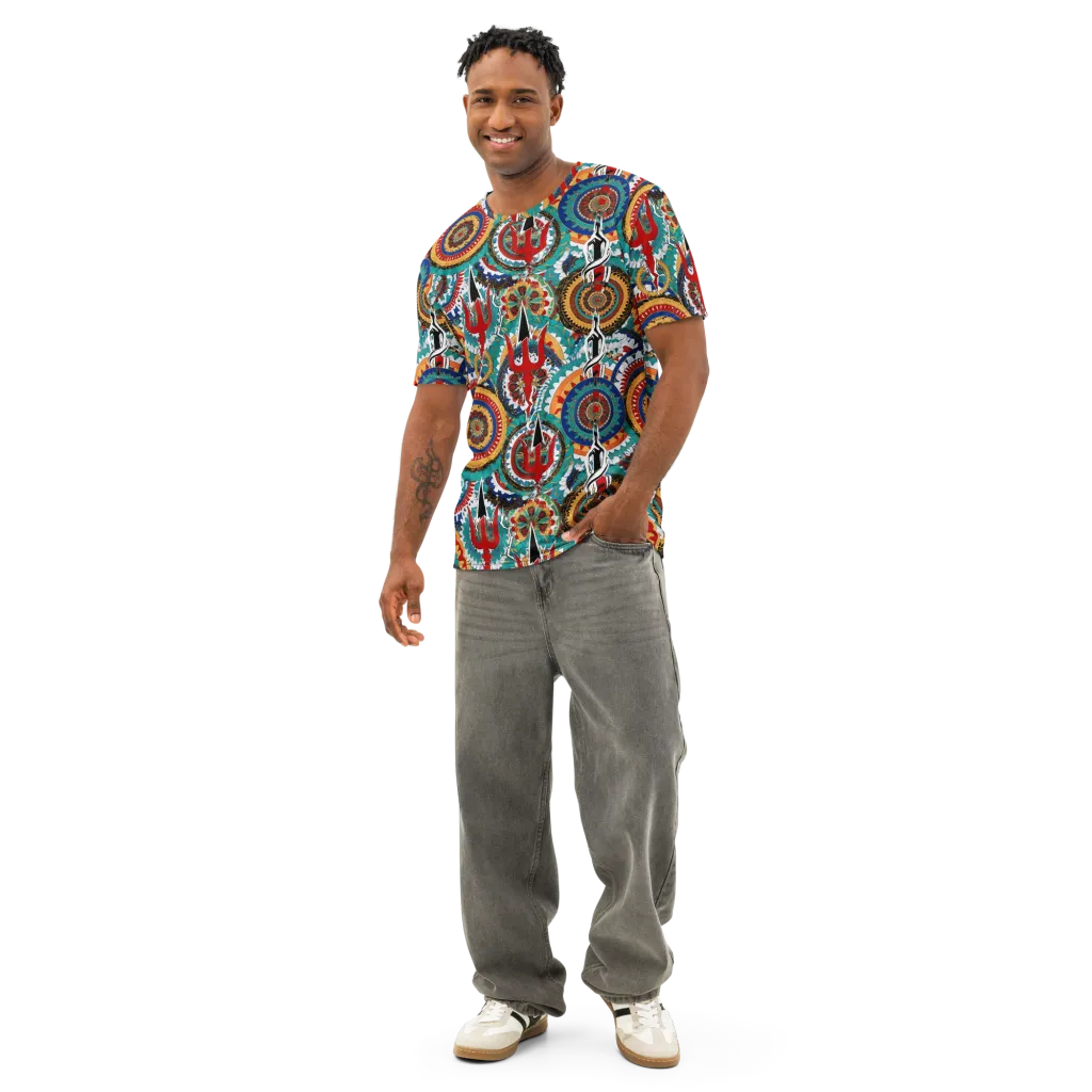 Trident Mandala on Men's Cotton Crew Neck T-Shirt — Front