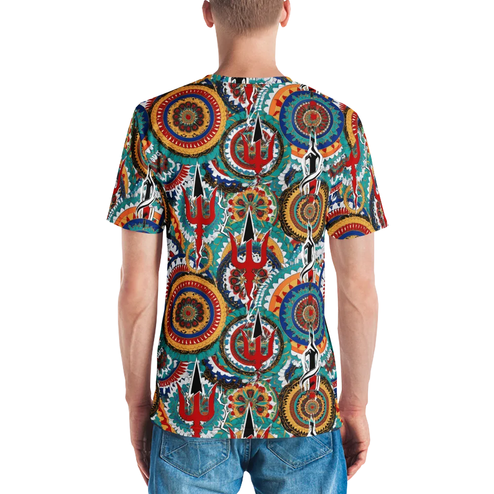 Trident Mandala on Men's Crew Neck T-Shirt — Back