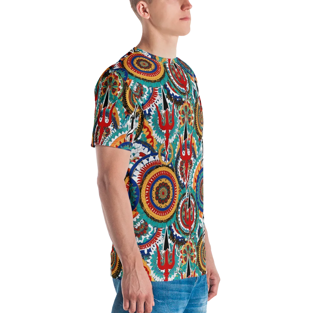 Trident Mandala on Men's Crew Neck T-Shirt — Right