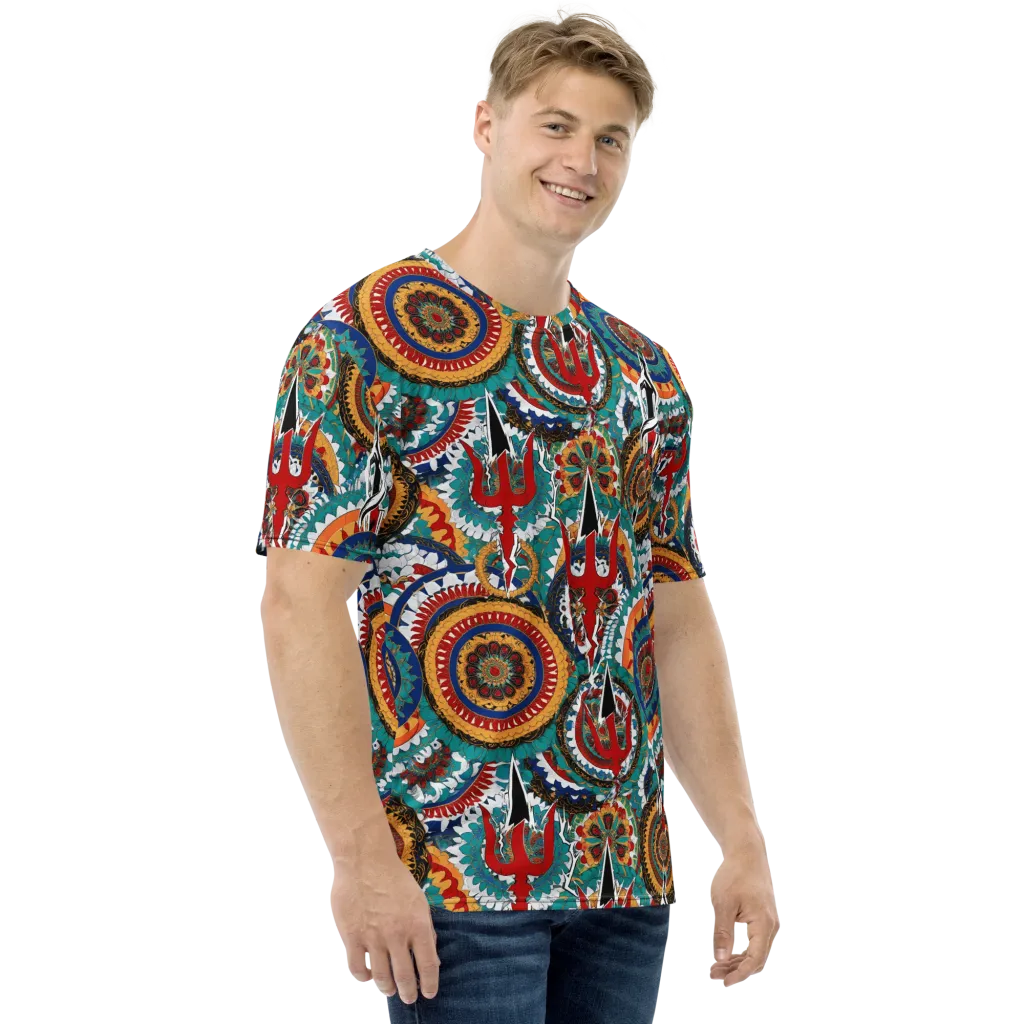 Trident Mandala on Men's Crew Neck T-Shirt — Right