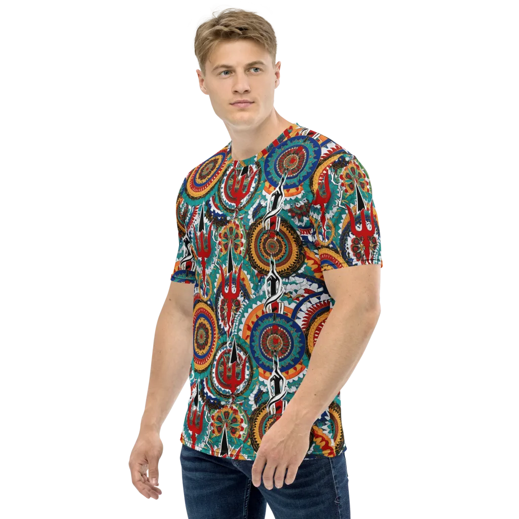 Trident Mandala on Men's Crew Neck T-Shirt — Left
