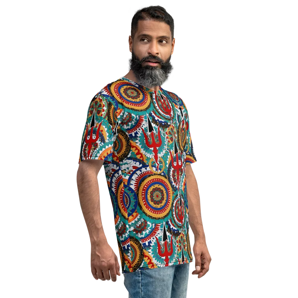 Trident Mandala on Men's Crew Neck T-Shirt — Right