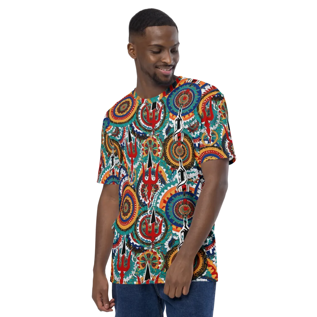 Trident Mandala on Men's Crew Neck T-Shirt — Left
