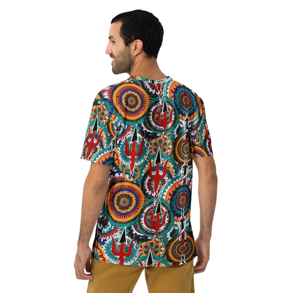 Trident Mandala on Men's Crew Neck T-Shirt — Back