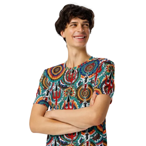 Trident Mandala on a Men's Crew Neck T-Shirt