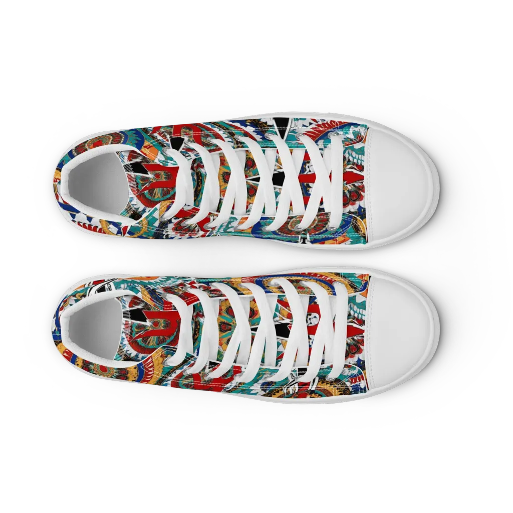 Trident Mandala on Men's High Top Canvas Shoes — Front