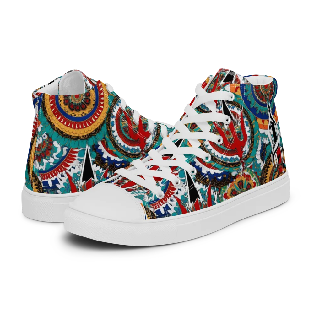 Trident Mandala on Men's High Top Canvas Shoes — Left