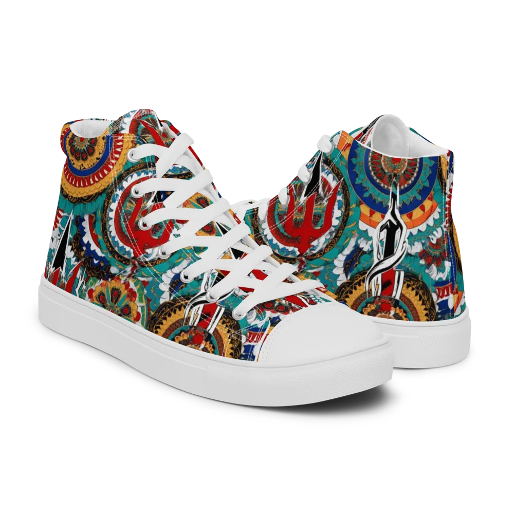 Trident Mandala on Men's High Top Canvas Shoes — Right