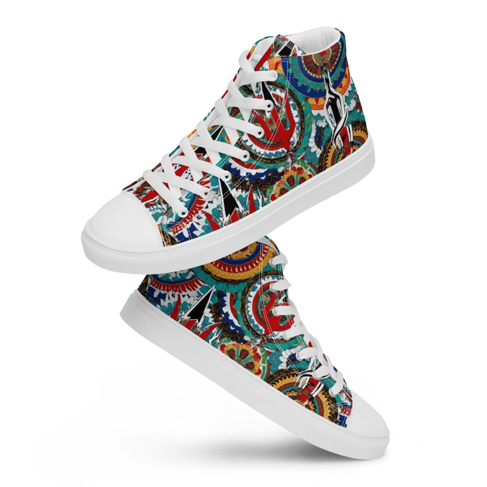 Trident Mandala on Men's High Top Canvas Shoes — Front