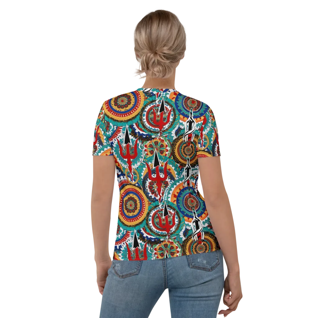 Trident Mandala on Women's Crew Neck T-Shirt — Back