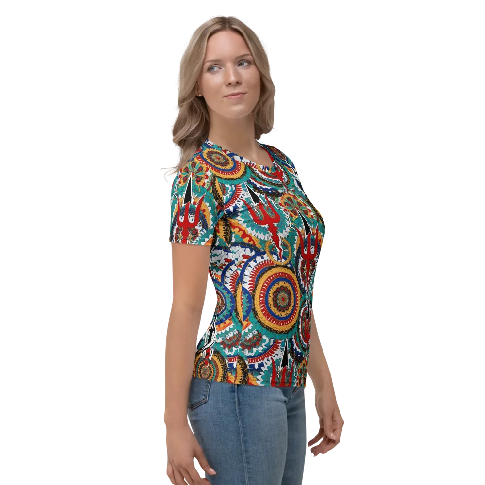 Trident Mandala on Women's Crew Neck T-Shirt — Right