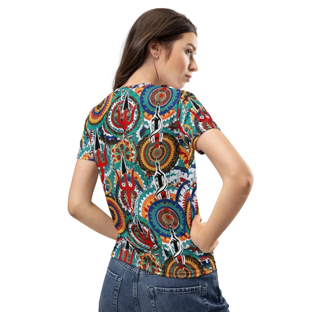 Trident Mandala on Women's Crew Neck T-Shirt — Back