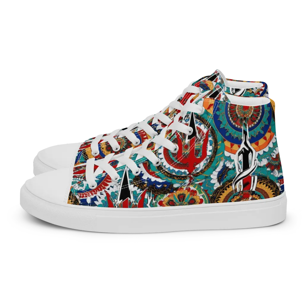 Trident Mandala on Women's High Top Canvas Shoes — Left