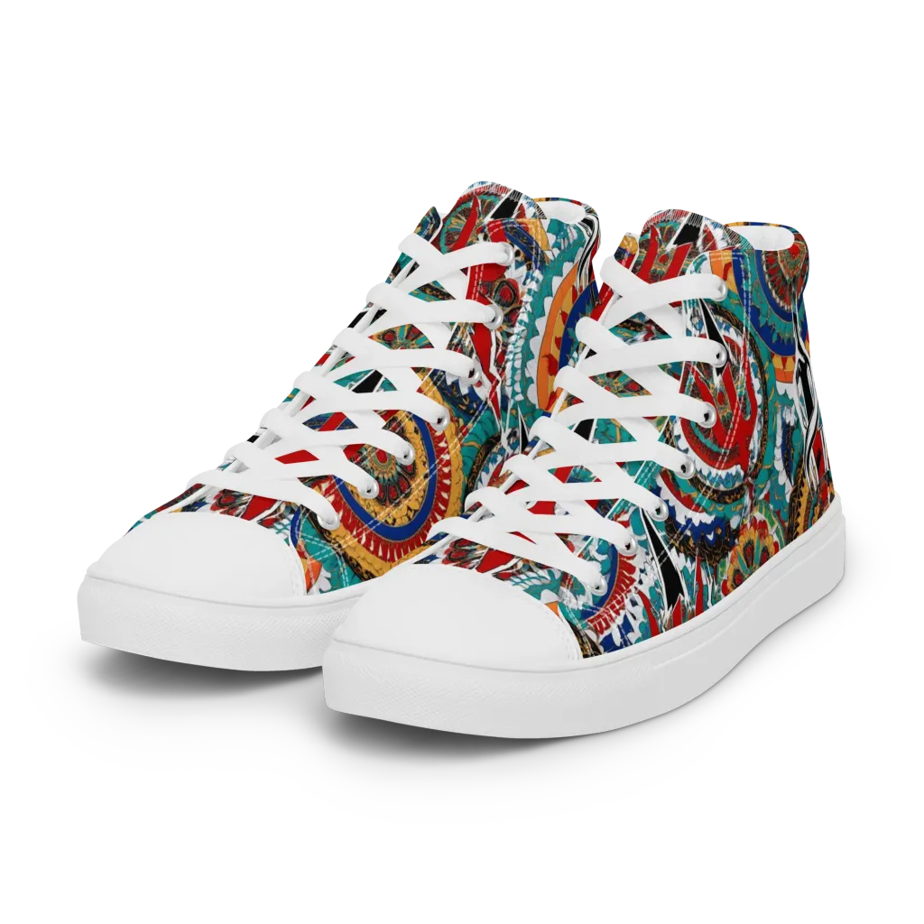 Trident Mandala on Women's High Top Canvas Shoes — Left Front