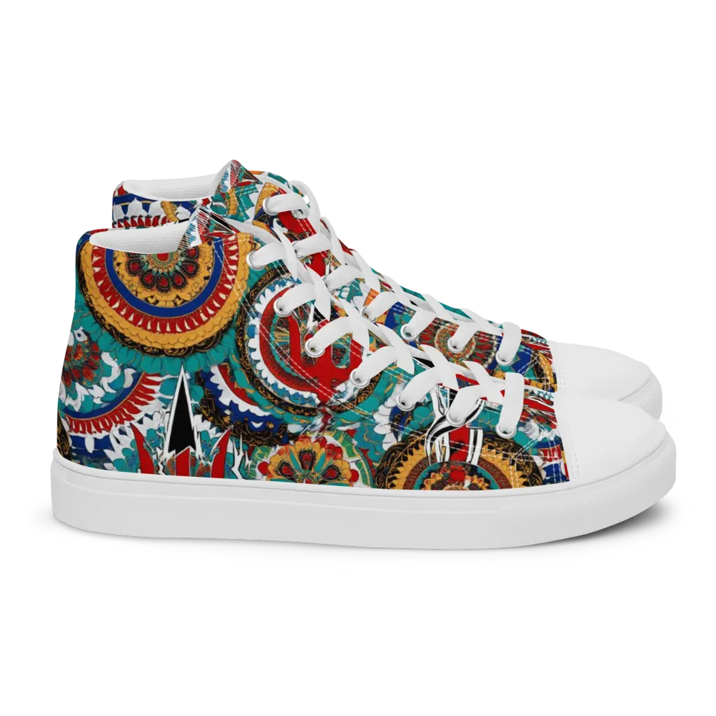 Trident Mandala on Women's High Top Canvas Shoes — Right